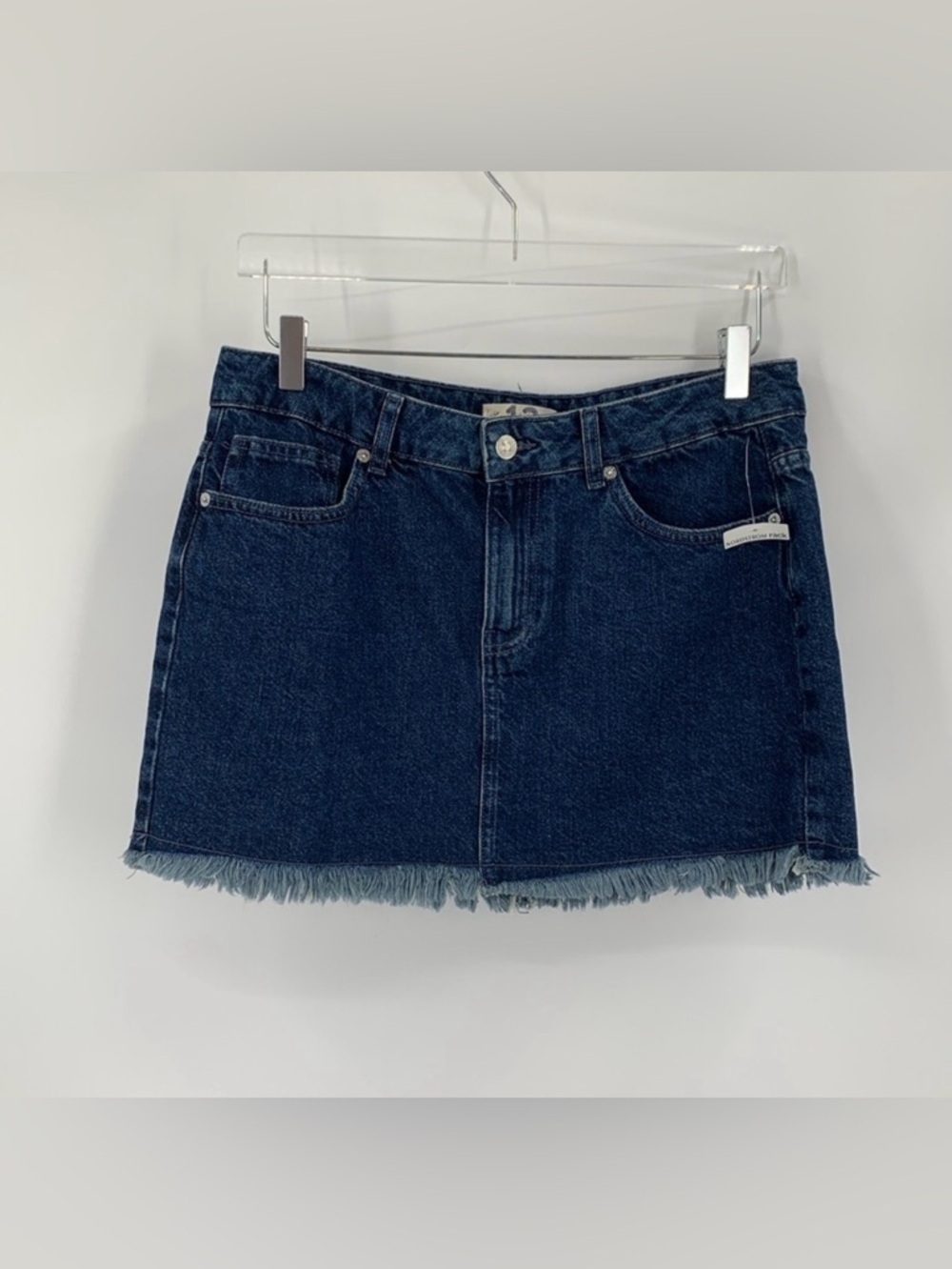 We The Free People Out of the Ordinary denim jean miniskirt raw hem blue new 12